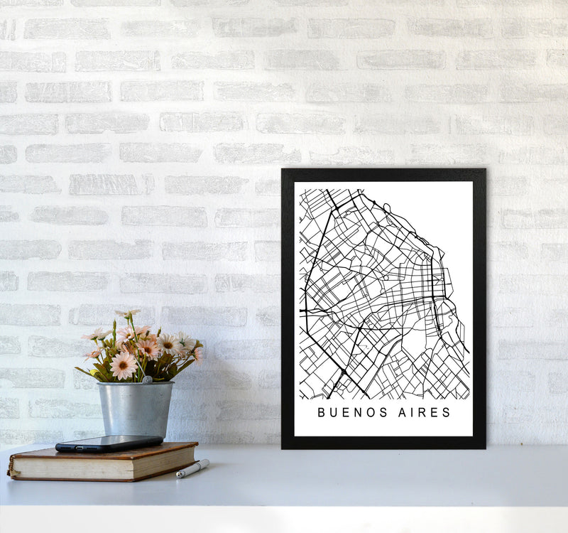 Buenos Aires Map Art Print by Pixy Paper A3 White Frame