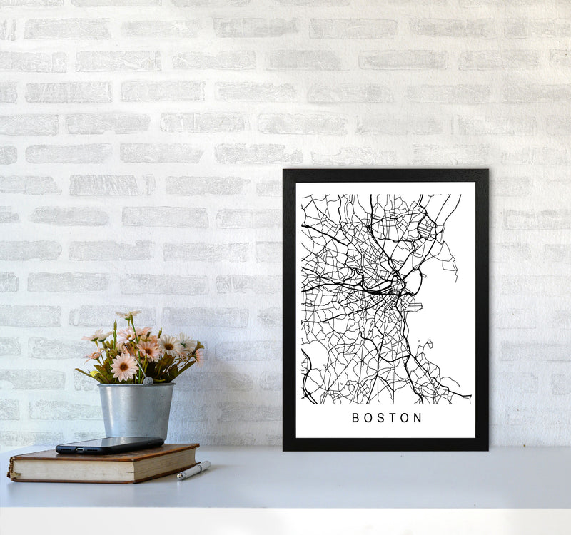 Boston Map Art Print by Pixy Paper A3 White Frame