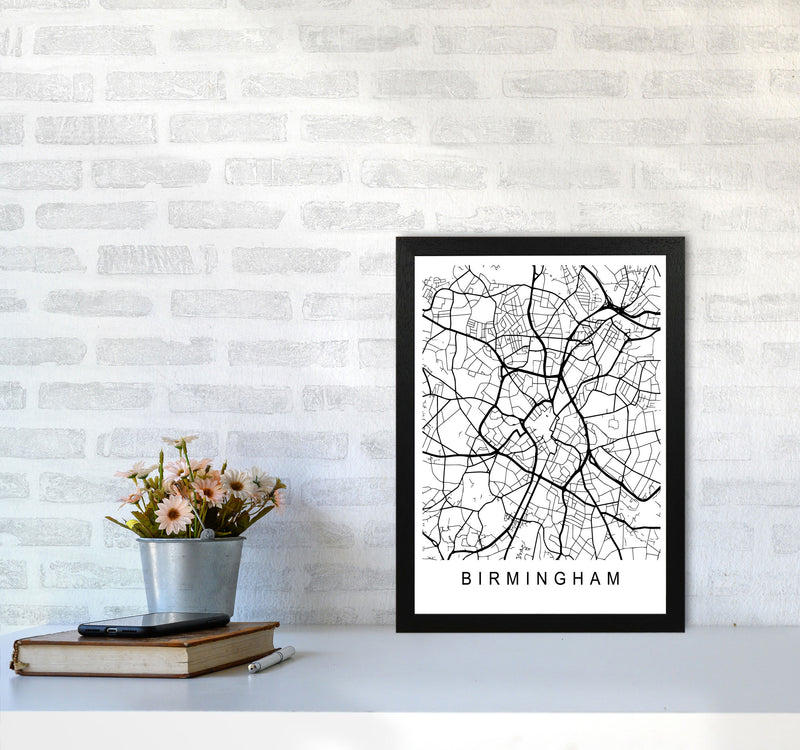 Birmingham Map Art Print by Pixy Paper A3 White Frame