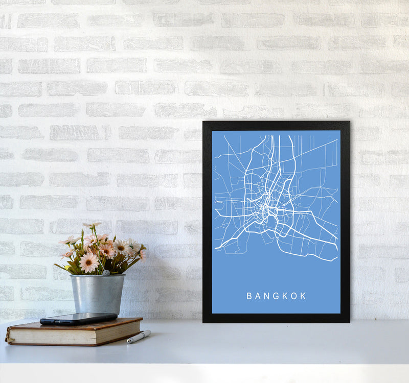 Bangkok Map Blueprint Art Print by Pixy Paper A3 White Frame