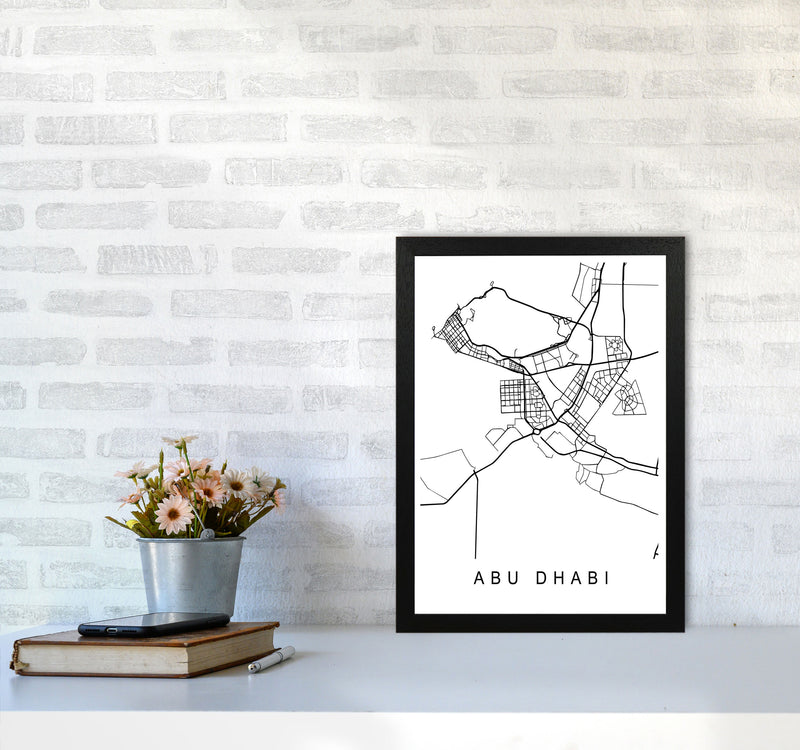 Abu Dhabi Map Art Print by Pixy Paper A3 White Frame
