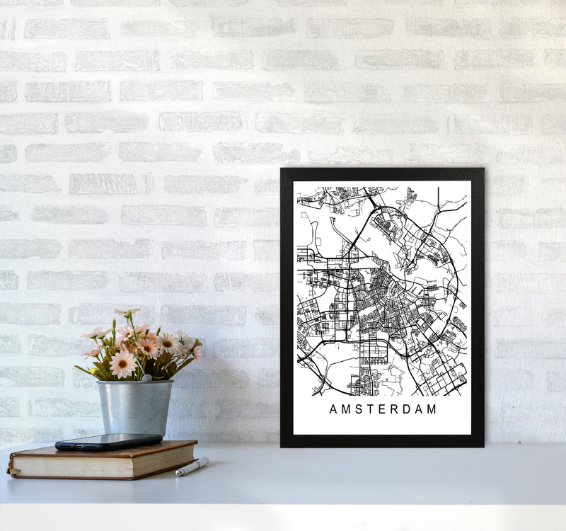 Amsterdam Map Art Print by Pixy Paper A3 White Frame