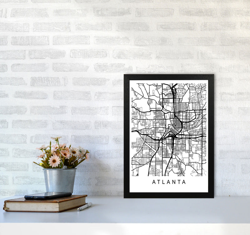 Atlanta Map Art Print by Pixy Paper A3 White Frame
