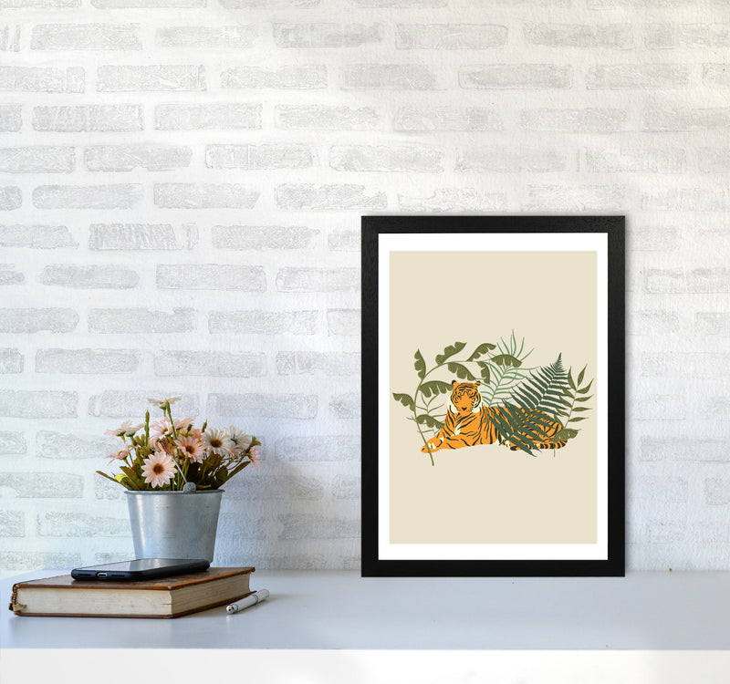 Wild Collection Resting Tiger Art Print by Pixy Paper A3 White Frame