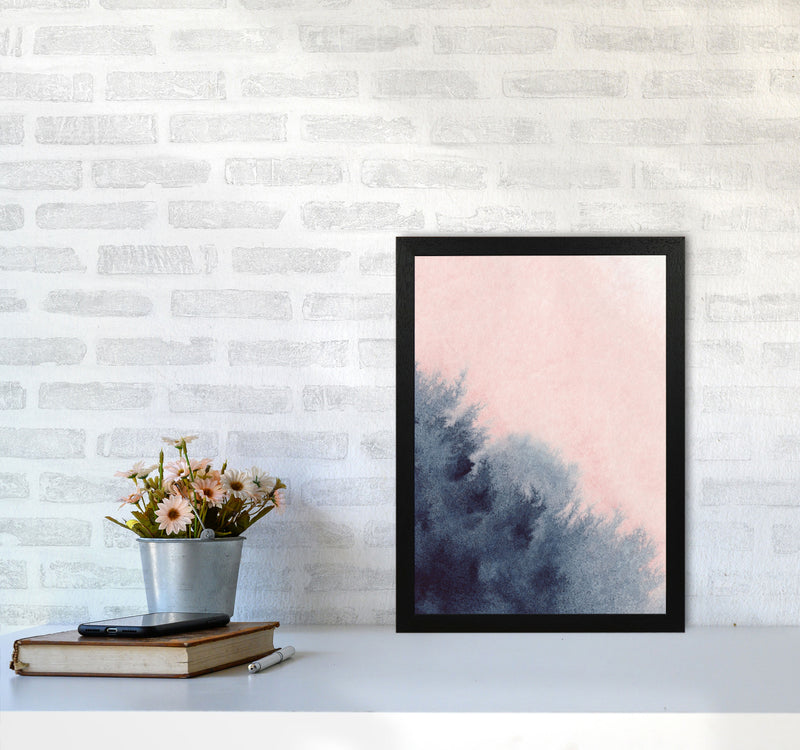 Sand Pink and Navy Watercolour 03 Art Print by Pixy Paper A3 White Frame