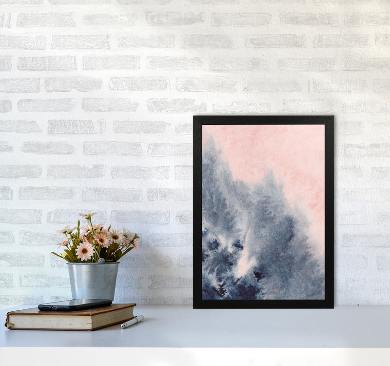 Sand Pink and Navy Watercolour 04 Art Print by Pixy Paper A3 White Frame