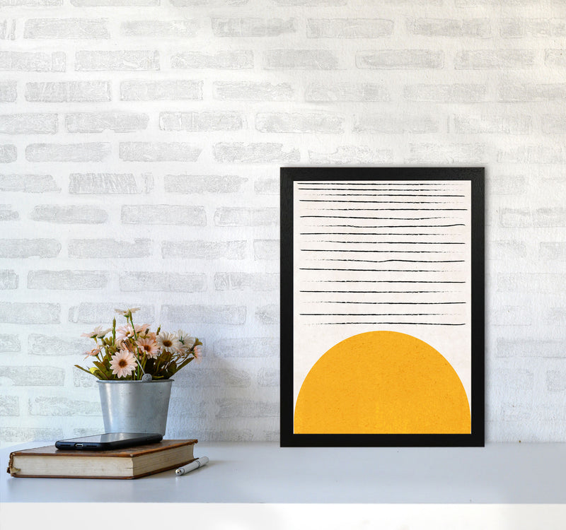 Sun lines mustard Art Print by Pixy Paper A3 White Frame