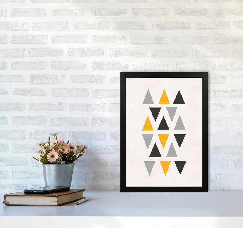 Small triangles mix mustard Art Print by Pixy Paper A3 White Frame