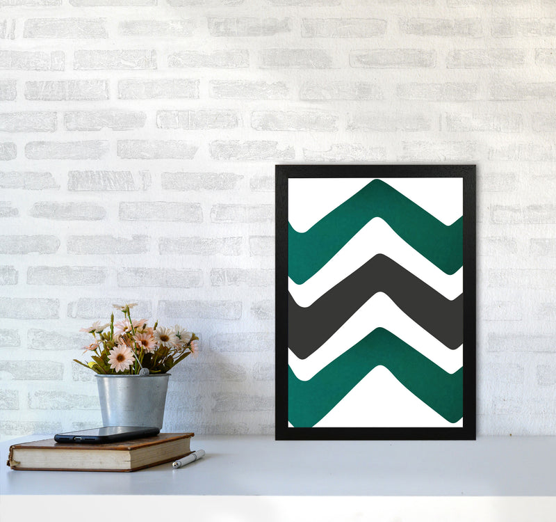 Zig zags emerald Art Print by Pixy Paper A3 White Frame
