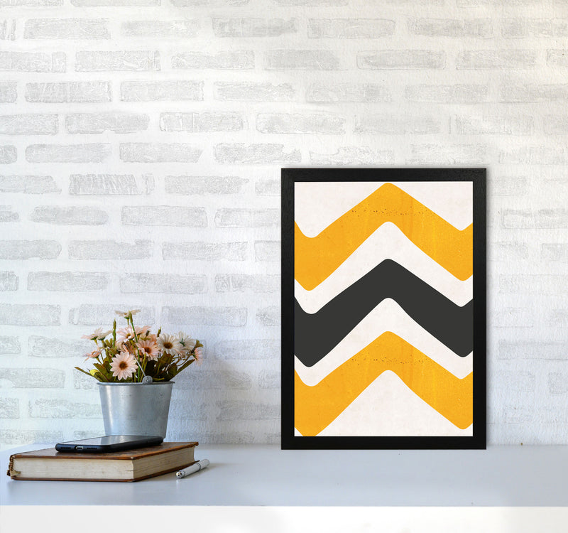 Zig zags mustard Art Print by Pixy Paper A3 White Frame