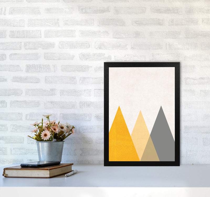 Mountains mustard Art Print by Pixy Paper A3 White Frame