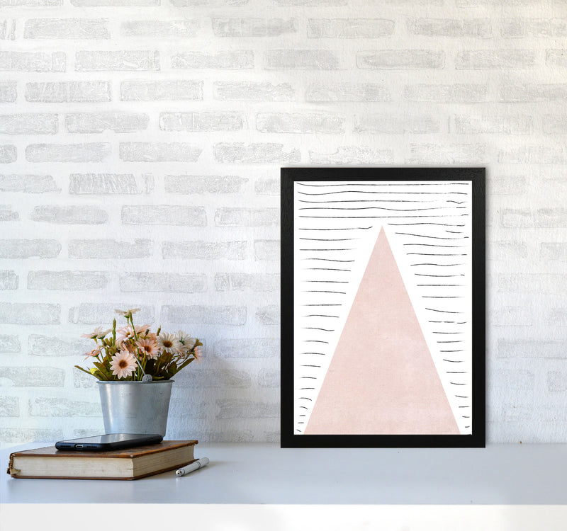 Mountains lines pink cotton Art Print by Pixy Paper A3 White Frame