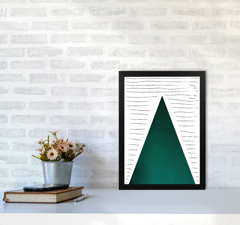 Mountain lines emerald Art Print by Pixy Paper A3 White Frame