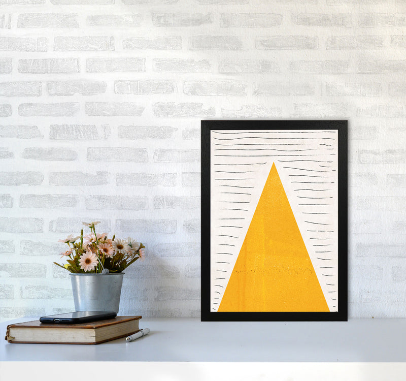 Mountains lines mustard Art Print by Pixy Paper A3 White Frame