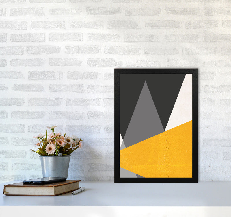 Large triangles mustard Art Print by Pixy Paper A3 White Frame
