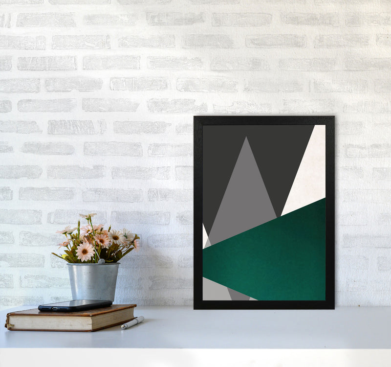 Large triangles emerald Art Print by Pixy Paper A3 White Frame
