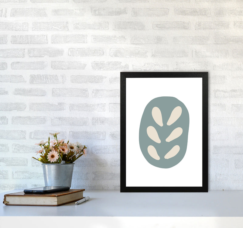 Inspired Teal Floral Abstract Art Print by Pixy Paper A3 White Frame