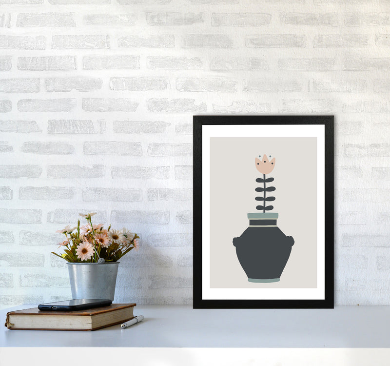 Inspired Plant Pot Stone Art Print by Pixy Paper A3 White Frame