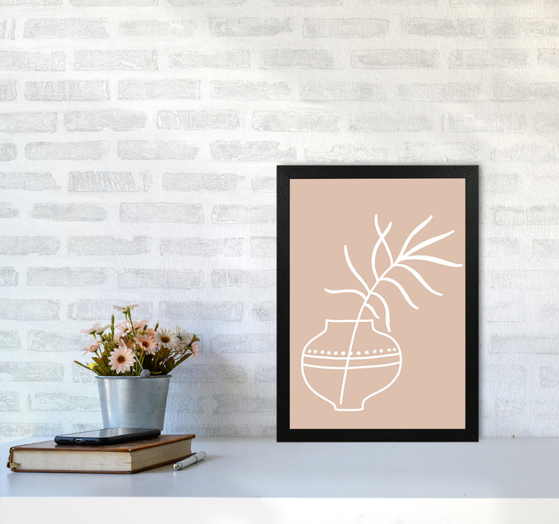 Inspired Pink Plant Silhouette Line Art Art Print by Pixy Paper A3 White Frame