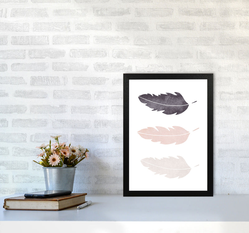 Feathers pink cotton Art Print by Pixy Paper A3 White Frame