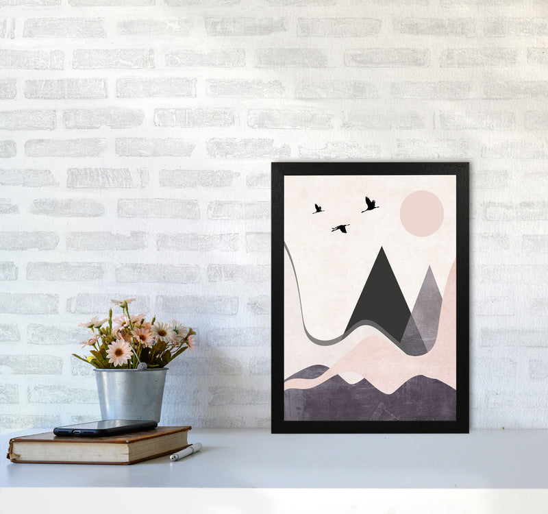 Hills and mountains pink cotton Art Print by Pixy Paper A3 White Frame