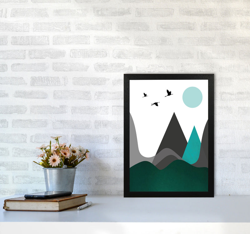 Hills and mountains emerald Art Print by Pixy Paper A3 White Frame