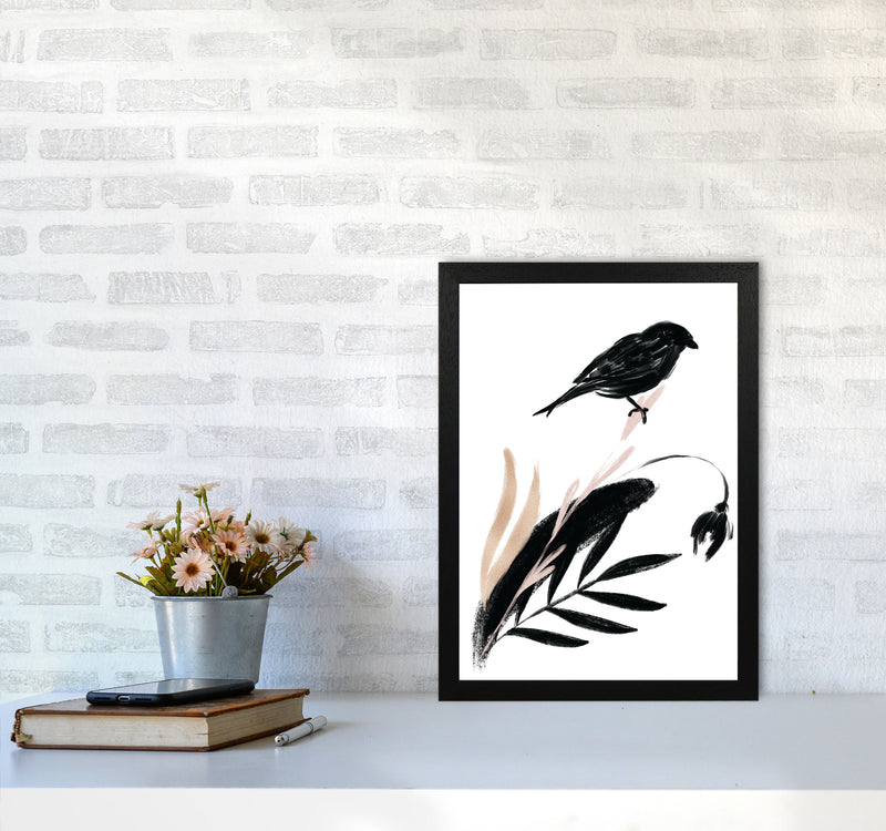 Delicate Floral Bird 04 Art Print by Pixy Paper A3 White Frame