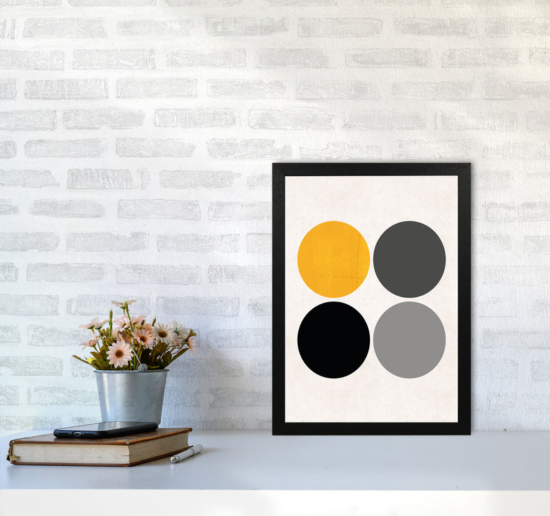 Circles Mustard Art Print by Pixy Paper A3 White Frame