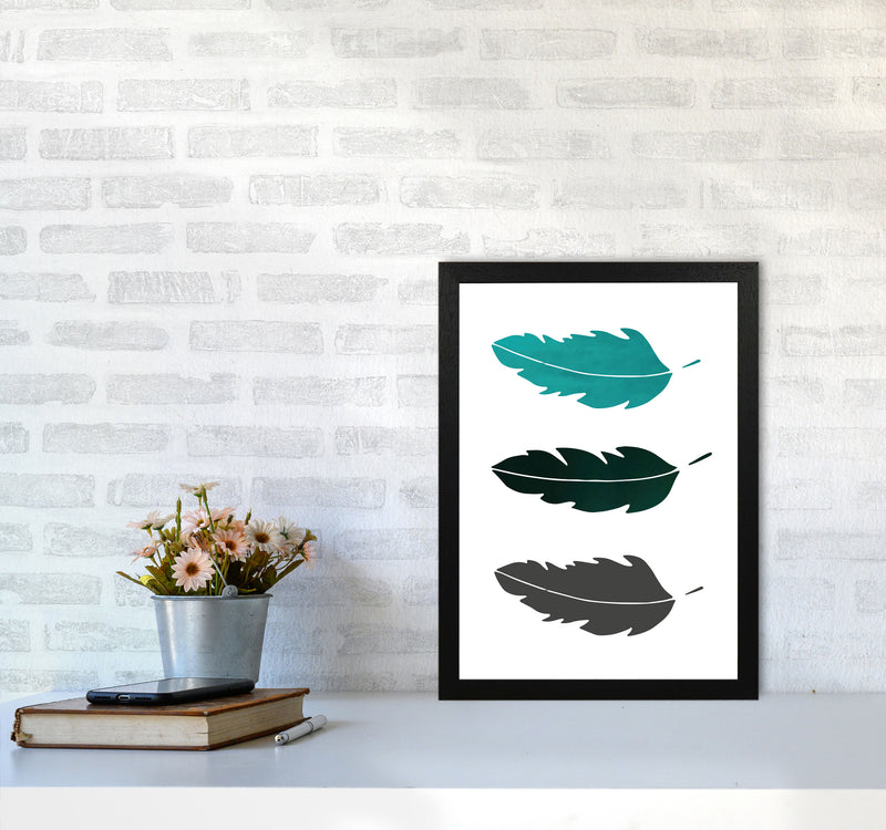 Feathers Emerald Art Print by Pixy Paper A3 White Frame