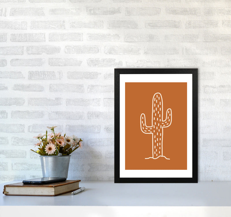Autumn Cactus Burnt Orange abstract Art Print by Pixy Paper A3 White Frame