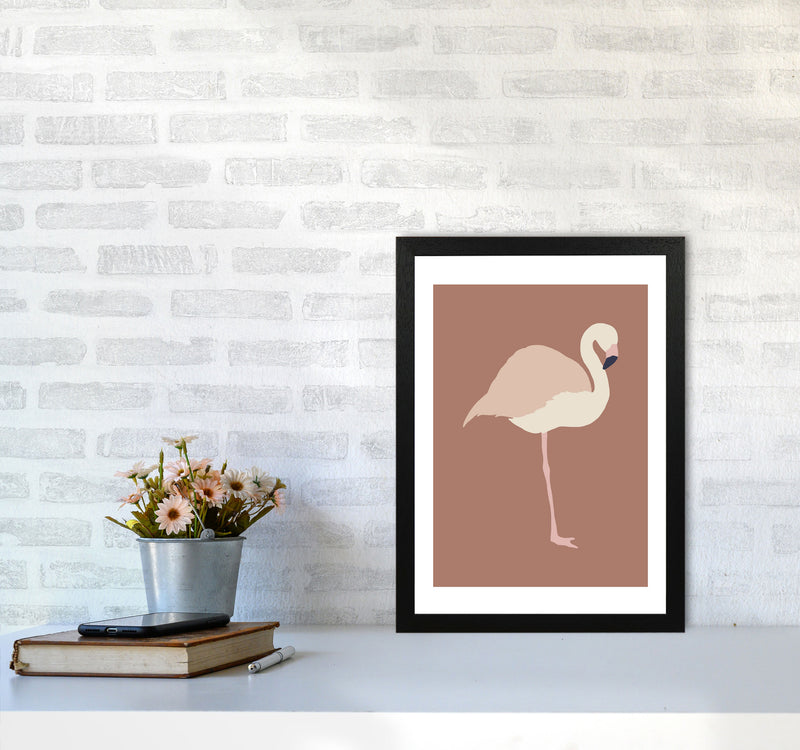Autumn Flamingo abstract Art Print by Pixy Paper A3 White Frame