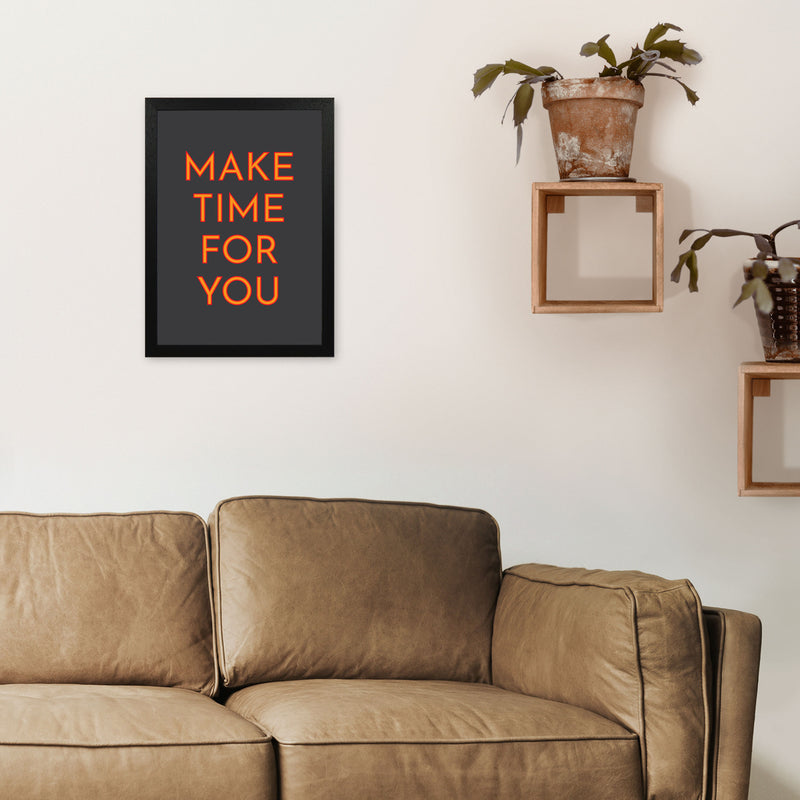 Make Time For You Neon Art Print by Pixy Paper A3 White Frame