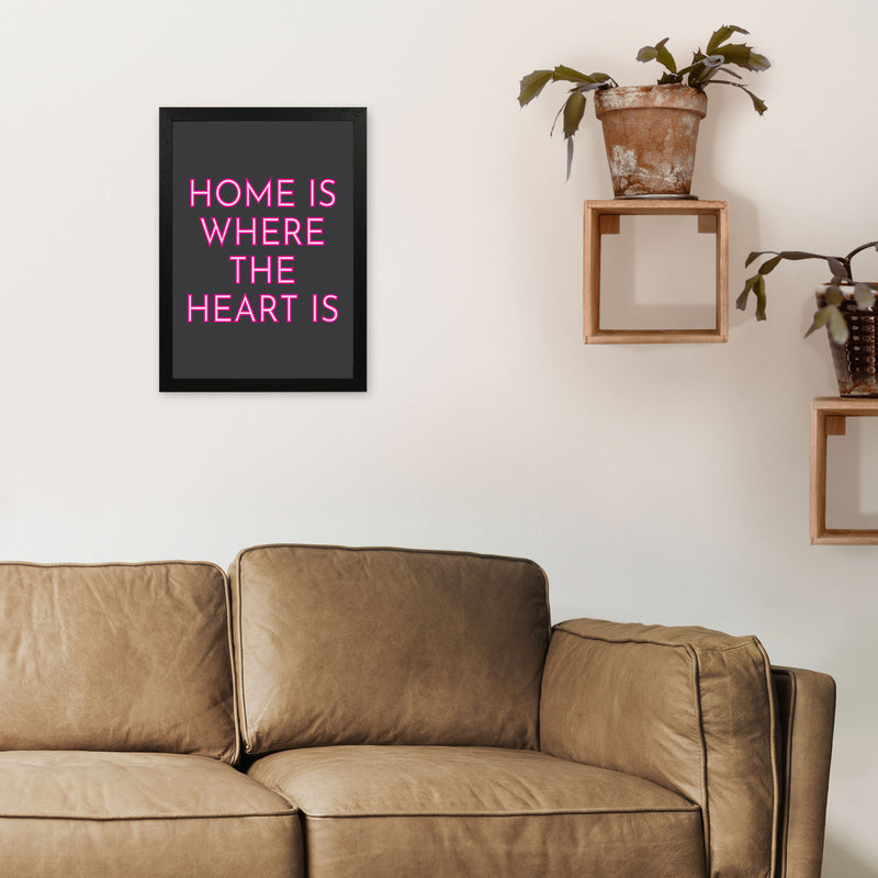 Home Is Where The Heart Is Neon Art Print by Pixy Paper A3 White Frame