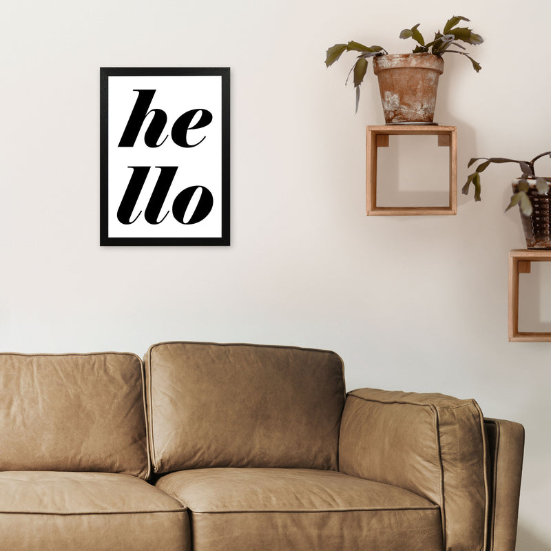 Hello Typography Art Print by Pixy Paper A3 White Frame