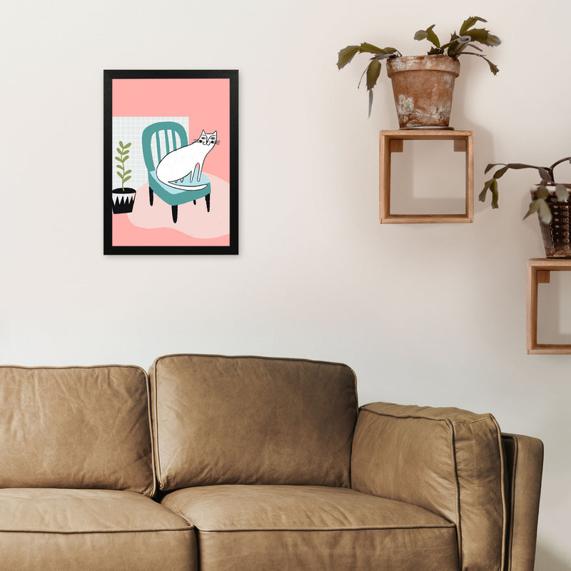 The Cat's Chair Art Print by Pixy Paper A3 White Frame