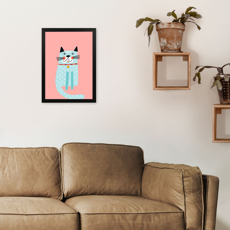 Happy Cat Art Print by Pixy Paper A3 White Frame