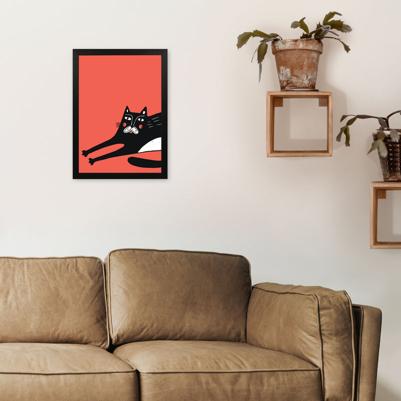 Cat Stretching Art Print by Pixy Paper A3 White Frame