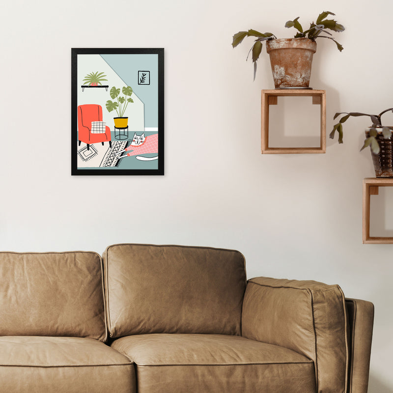 Cat At Home Art Print by Pixy Paper A3 White Frame