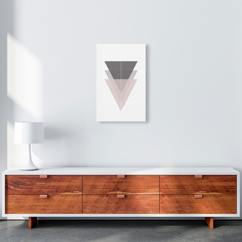 Black, Grey and Pink Abstract Triangles Modern Print A3 Canvas