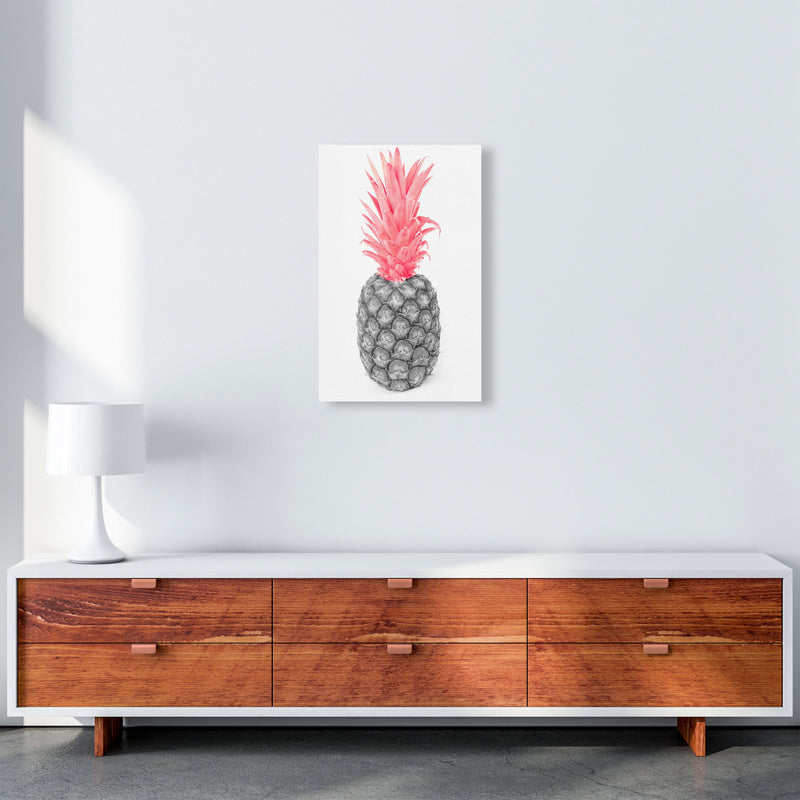 Black And Pink Pineapple Abstract Modern Print, Framed Kitchen Wall Art A3 Canvas