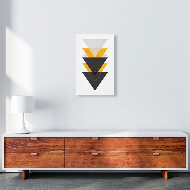 Yellow And Black Abstract Triangles Modern Print A3 Canvas