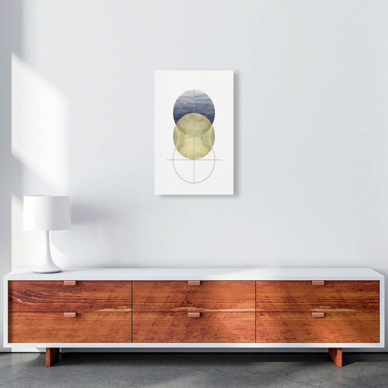 Navy And Gold Abstract Circles Modern Print A3 Canvas