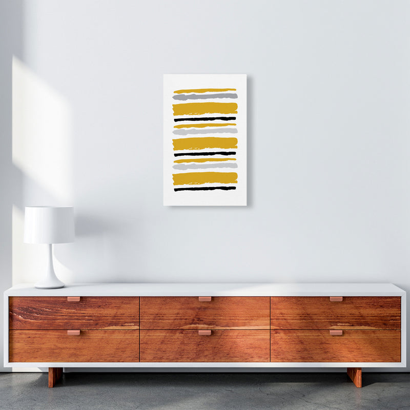 Mustard Contrast Abstract Stripes Modern Print A3 Canvas