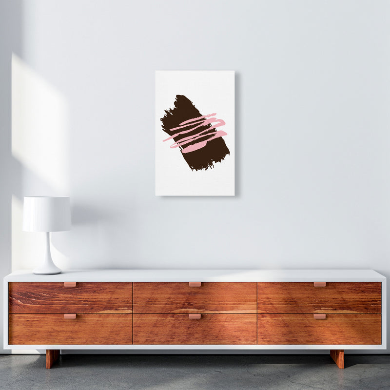 Black Jaggered Paint Brush Abstract Modern Print A3 Canvas