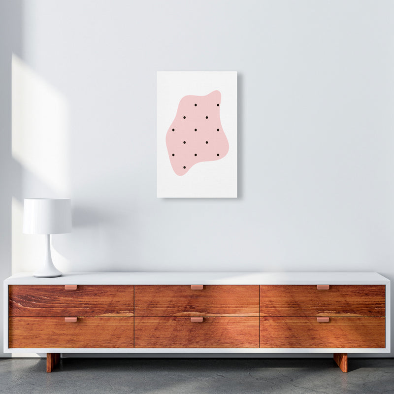 Abstract Pink Shape With Polka Dots Modern Print A3 Canvas