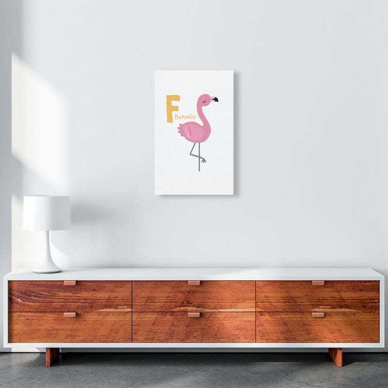 Alphabet Animals, F Is For Flamingo Framed Nursey Wall Art Print A3 Canvas
