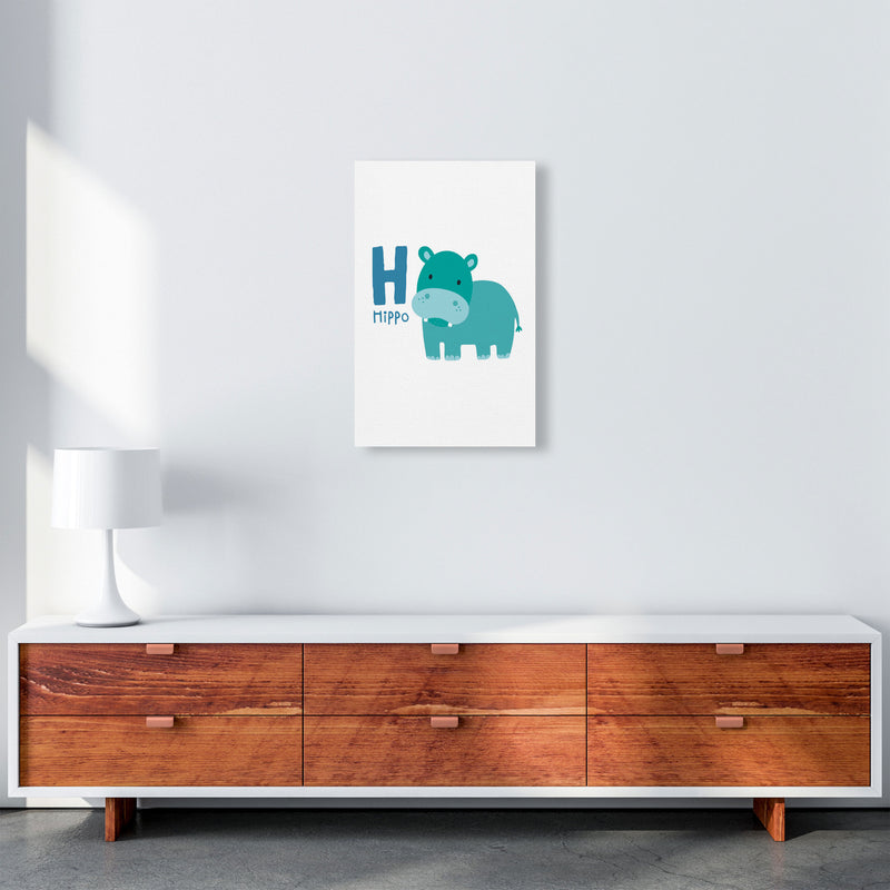 Alphabet Animals, H Is For Hippo Framed Nursey Wall Art Print A3 Canvas