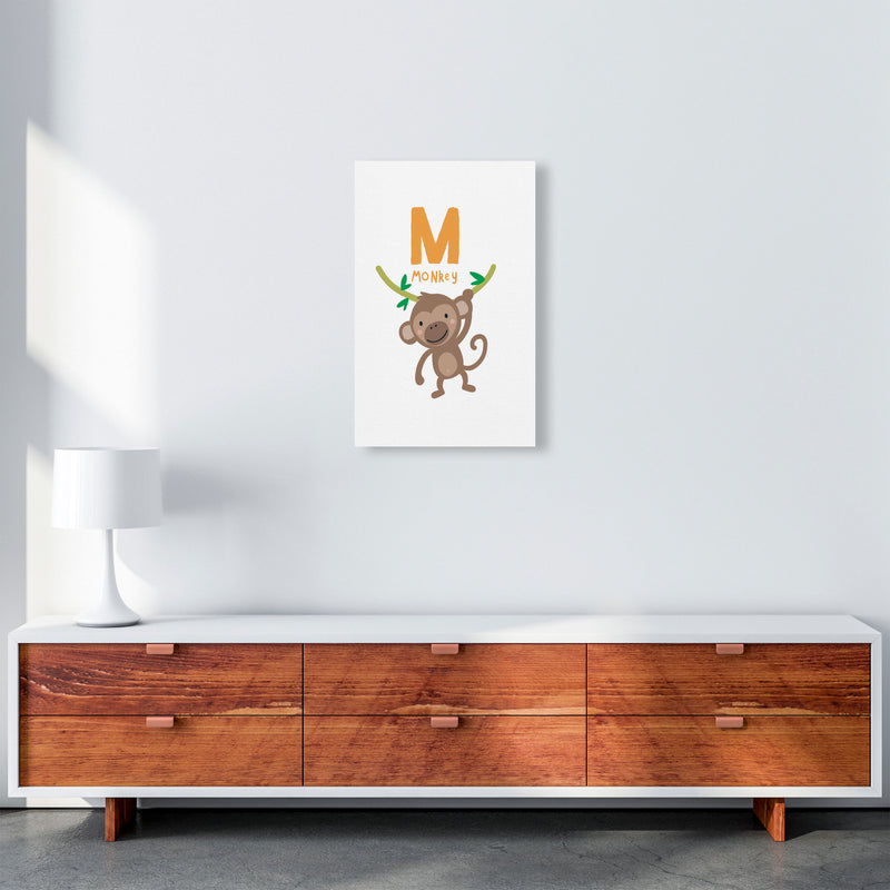 Alphabet Animals, M Is For Monkey Framed Nursey Wall Art Print A3 Canvas