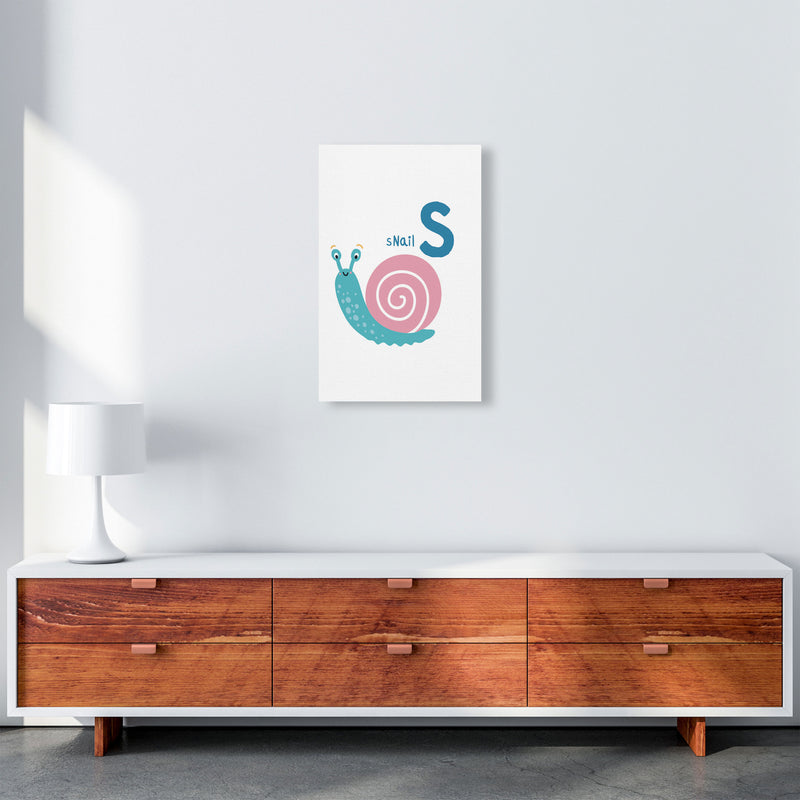 Alphabet Animals, S Is For Snail Framed Nursey Wall Art Print A3 Canvas