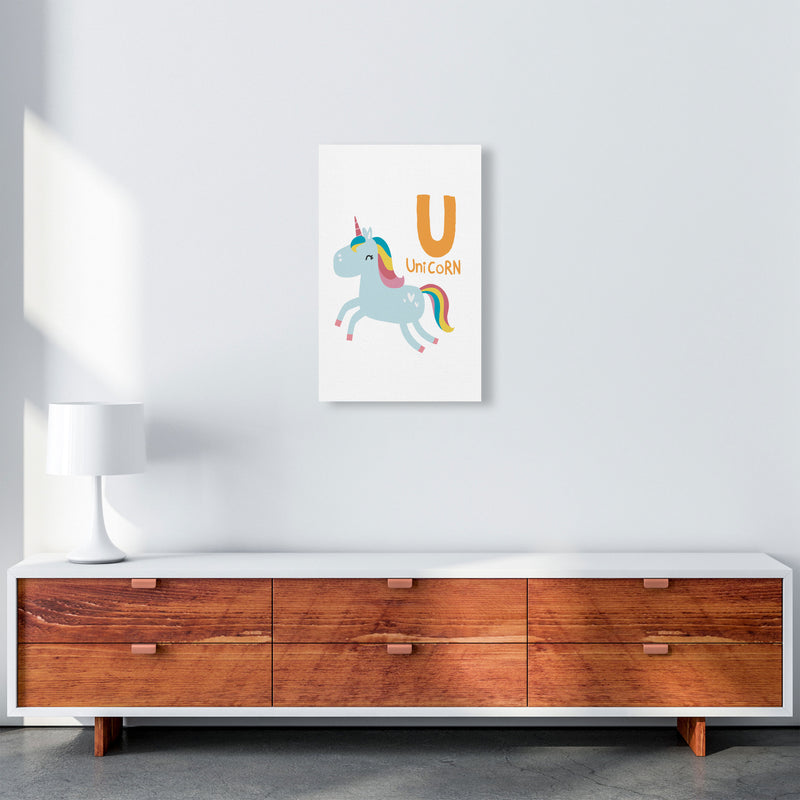 Alphabet Animals, U Is For Unicorn Framed Nursey Wall Art Print A3 Canvas